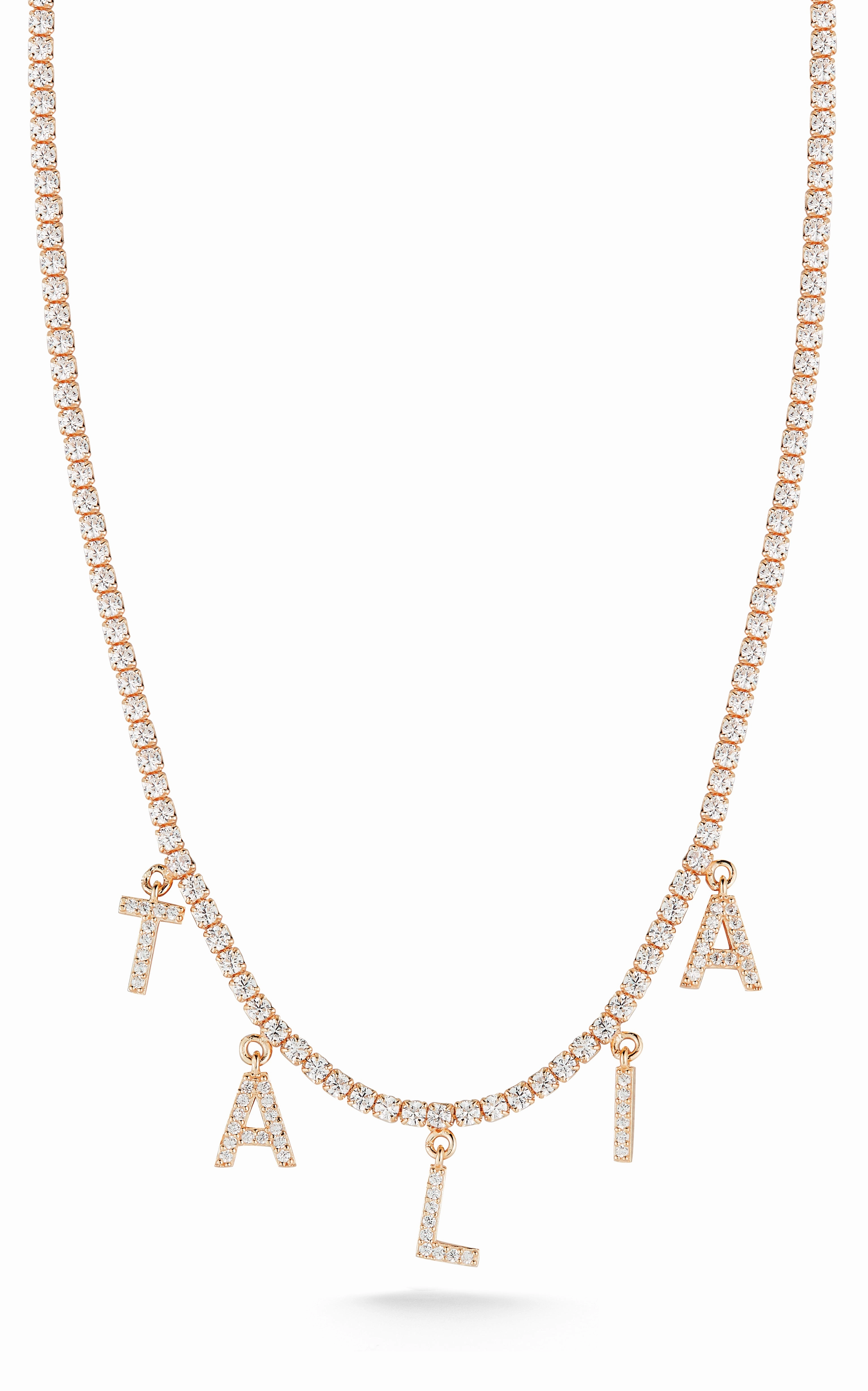 Block Name Tennis Necklace Elegant Detail