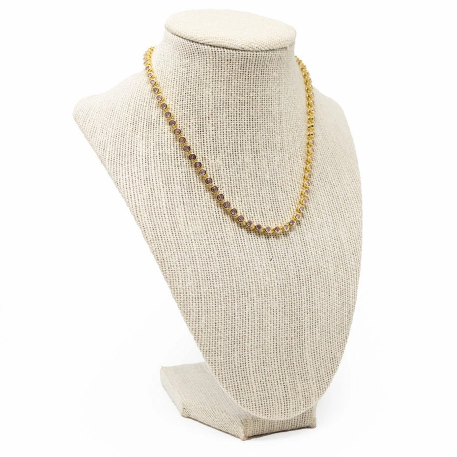 Youthful Energy Pink Bezel Necklace