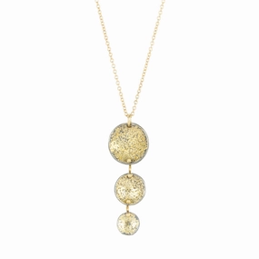 Blossom Drop Necklace on 14ky Gold Chain - 22k/14k Gold, Oxidized Silver Delicate Gift