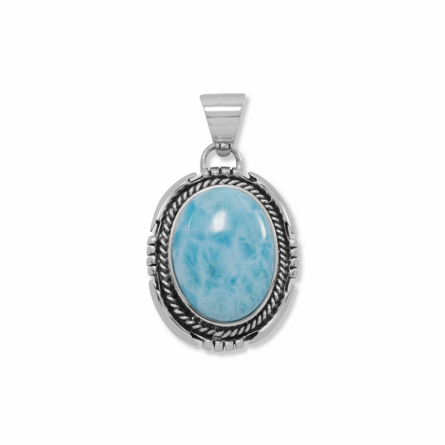 Blue Atlantic Stone Larimar Pendant Sterling Silver, Pendant Only Shiny Creations Neutral Tone