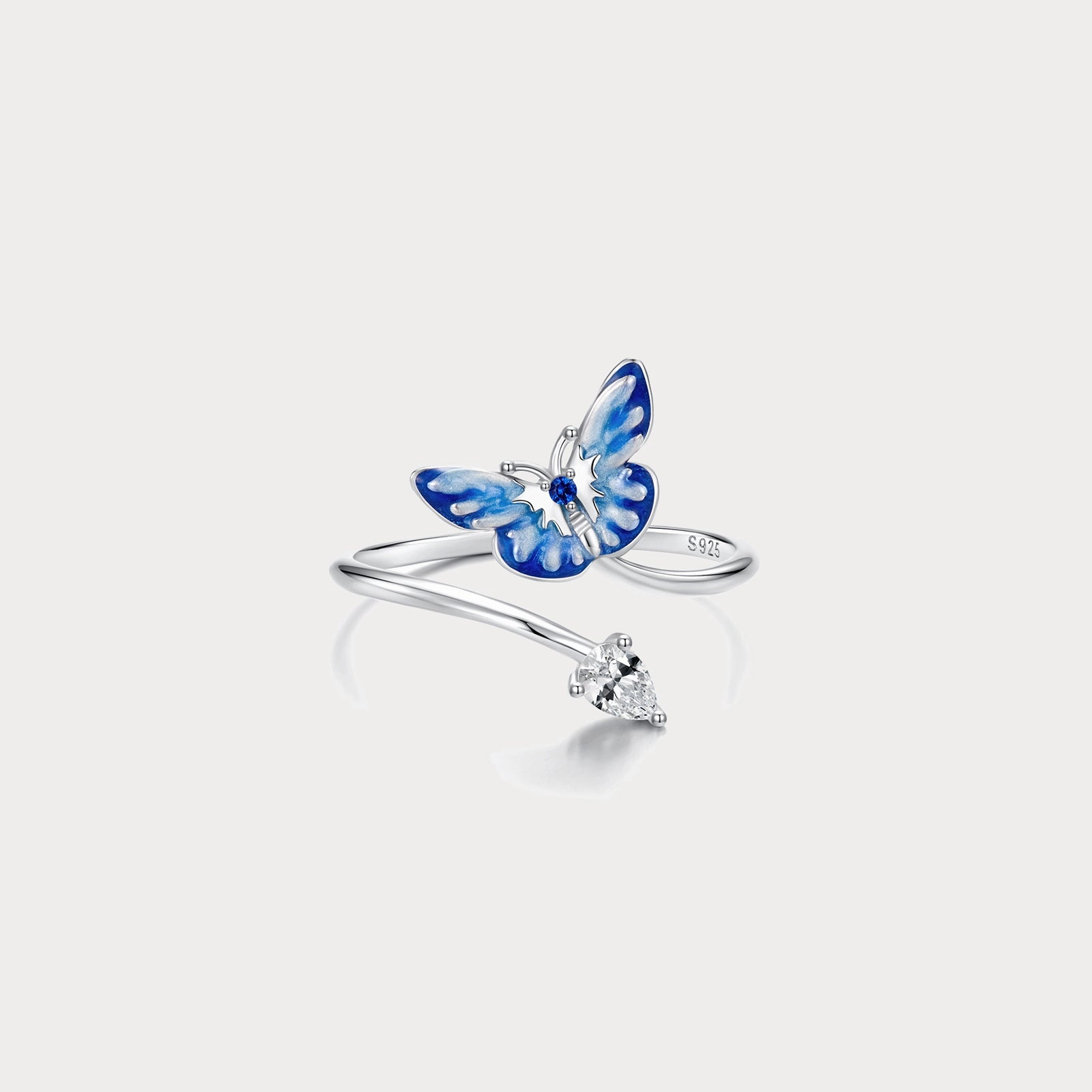 Blue Butterfly Ring Simple Look Strong Adornment