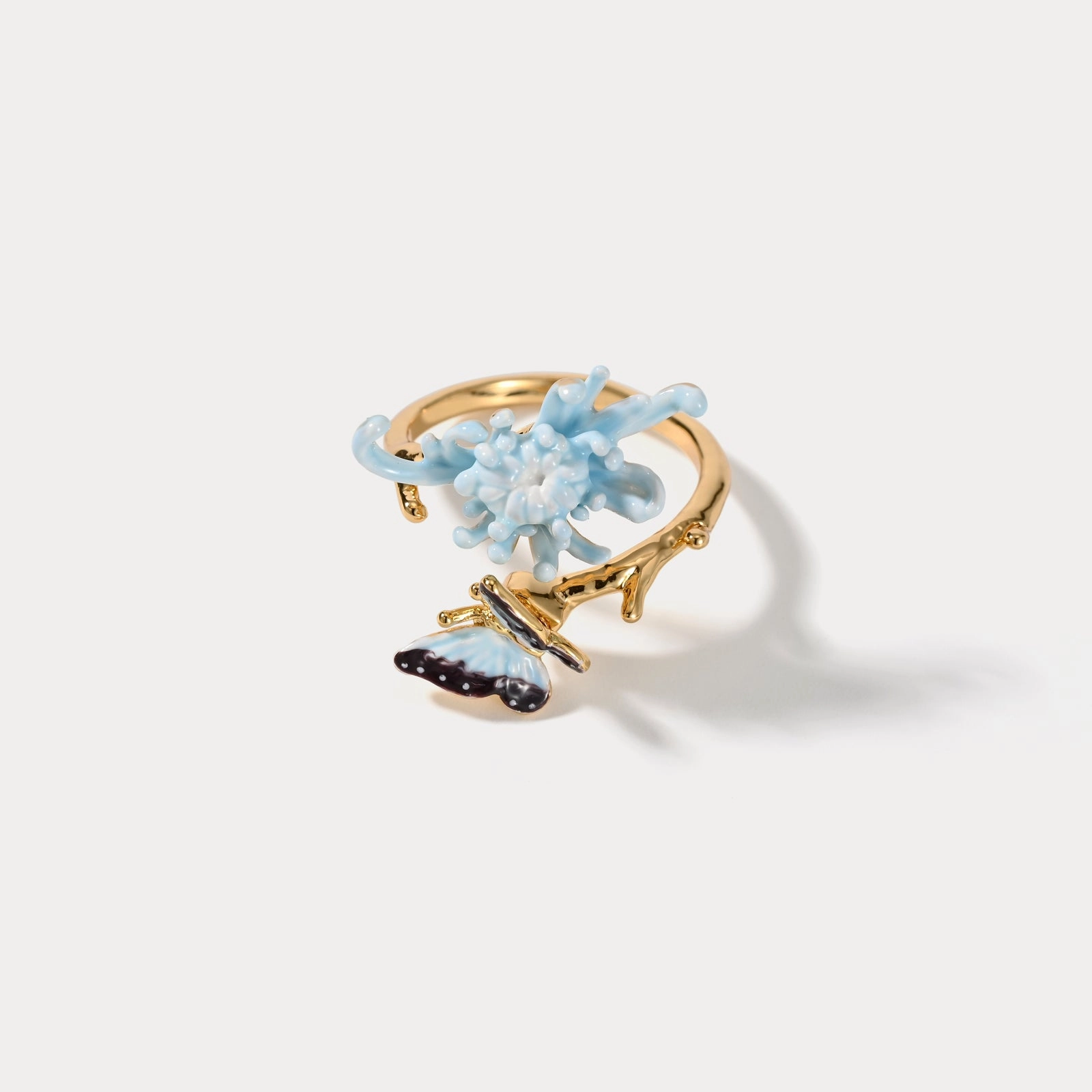 Modern Craft All Style Blue Daisy Butterfly Ring