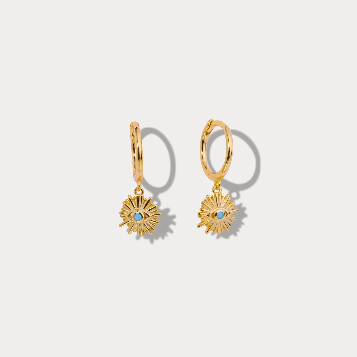 Blue Eyes Sun-Shape Drop Hoops Earrings Delicate Detail