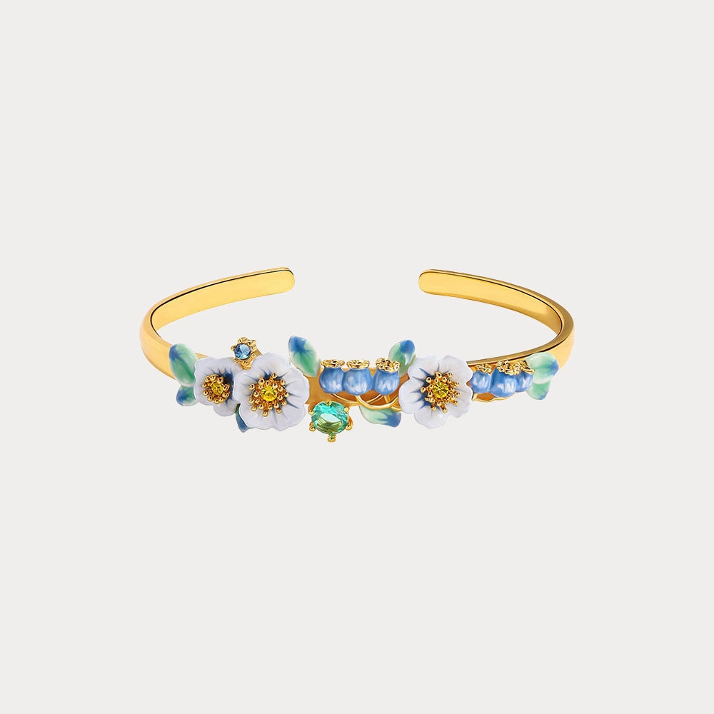 Blueberry Flower Cuff Bracelet Universal Fit