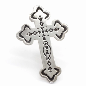 Formal Accessory Fashionable Design BMC Rocking Horse Ranch Sterling Silver Cross Pin