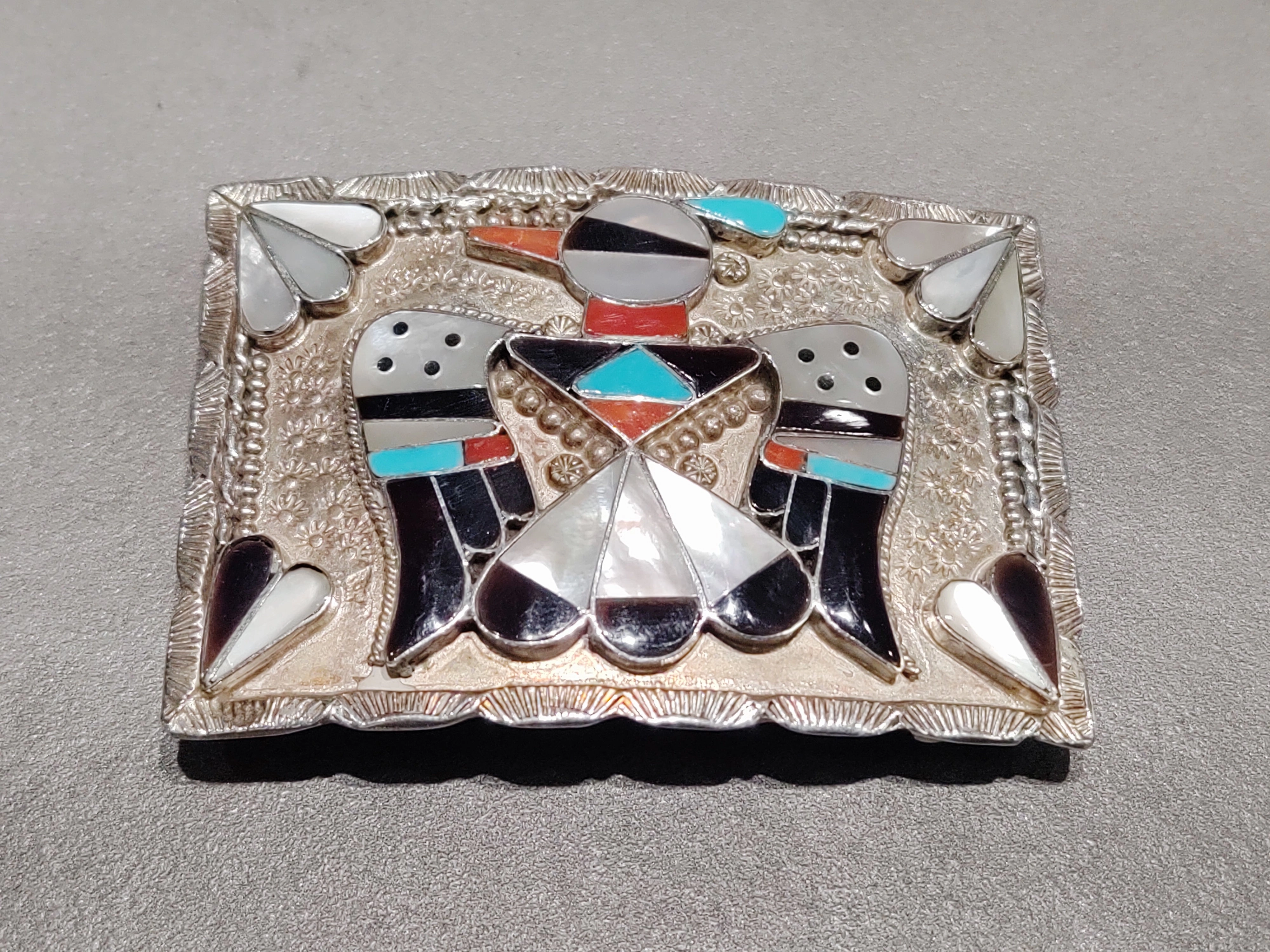 Bobbie and Corrine  Shack Zuni Thunderbird Sterling Silver Belt Buckle - Handmade Native American Urban Touch Shiny Radiance