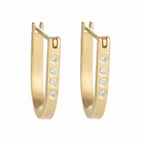 Traveler Huggie Hoops - 18k Gold, Oxidized Silver   Reclaimed Diamonds Refined Accent