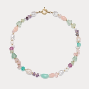 Boho Pearl Natural Stone Beaded Necklace Artisan Ornament Superb Adornment