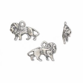 Distinctive Design Modern Touch Double-sided Lion Charm Antiqued Sterling Silver