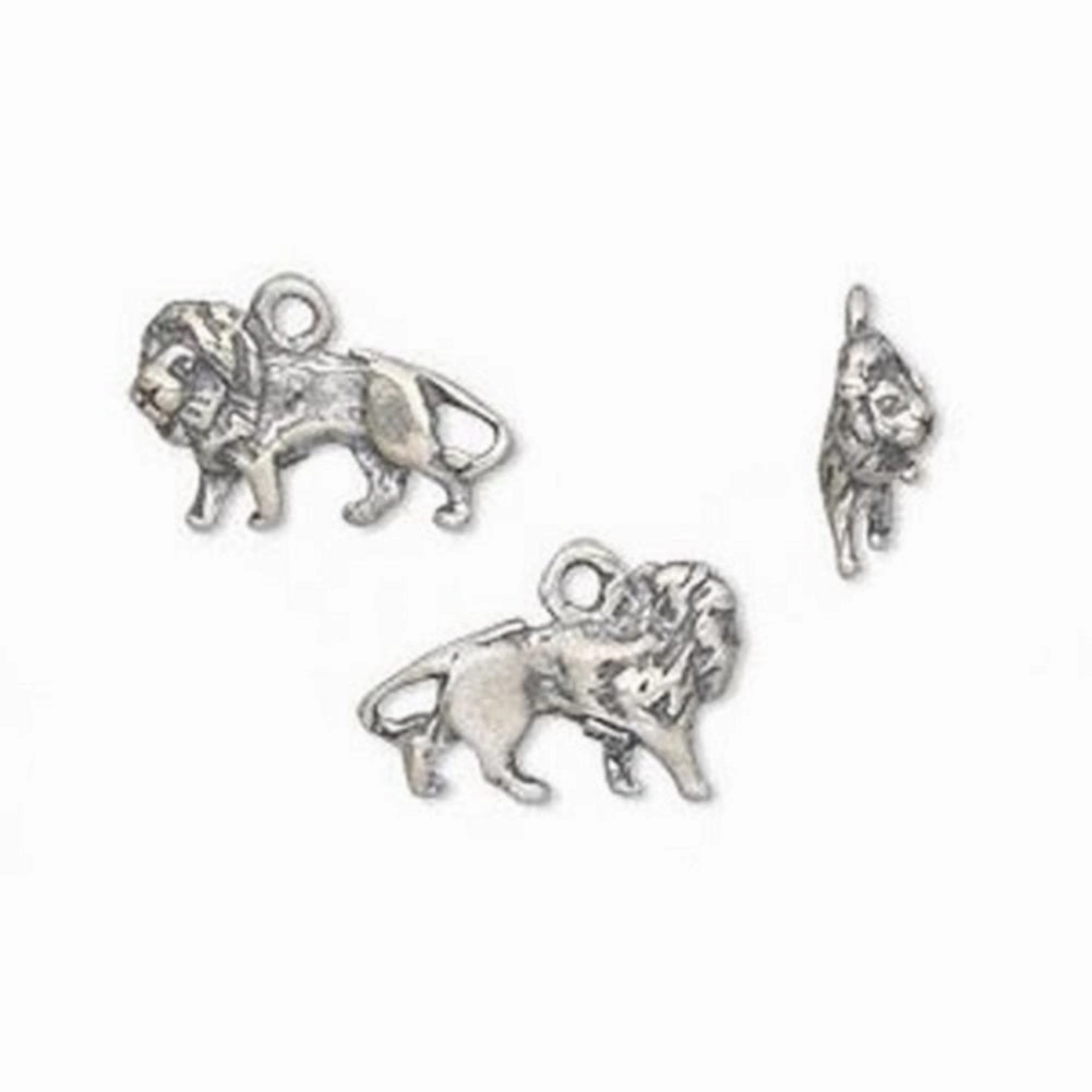 Distinctive Design Modern Touch Double-sided Lion Charm Antiqued Sterling Silver