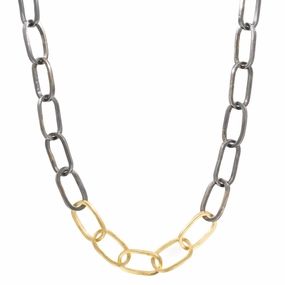 Heavyweight Black   Gold Chain Necklace - 22k/18k gold, Oxidized Silver Artisan Craft High-End Accessory