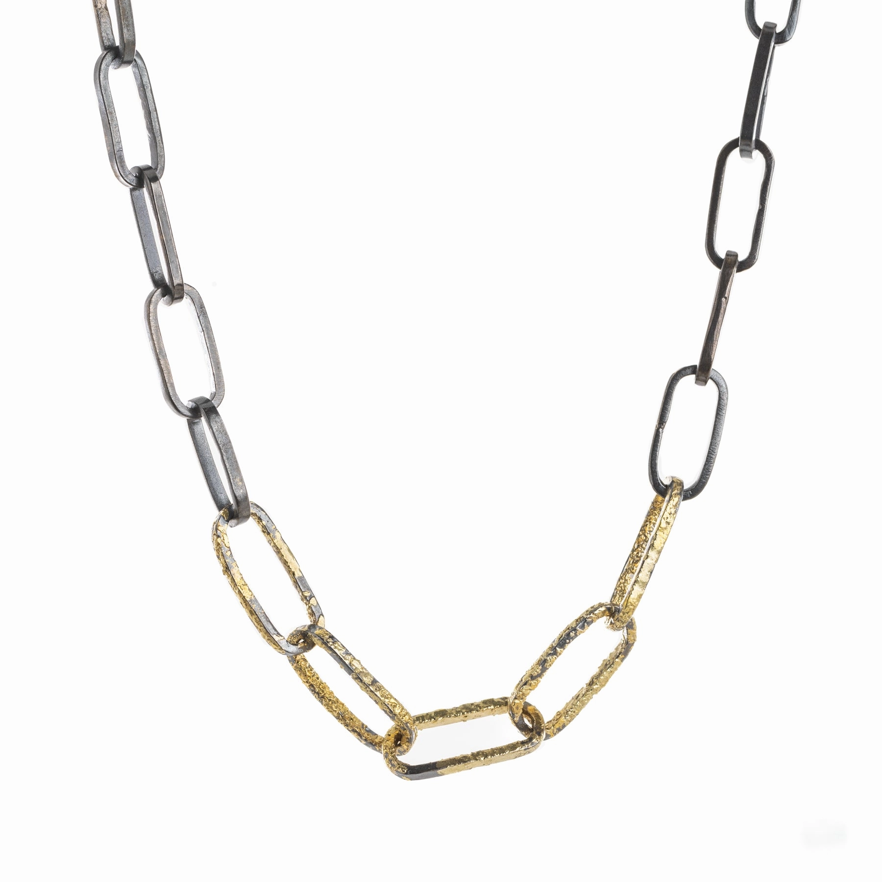 Glam Gift Heavyweight Black   Gold Chain Necklace - 22k/18k gold, Oxidized Silver