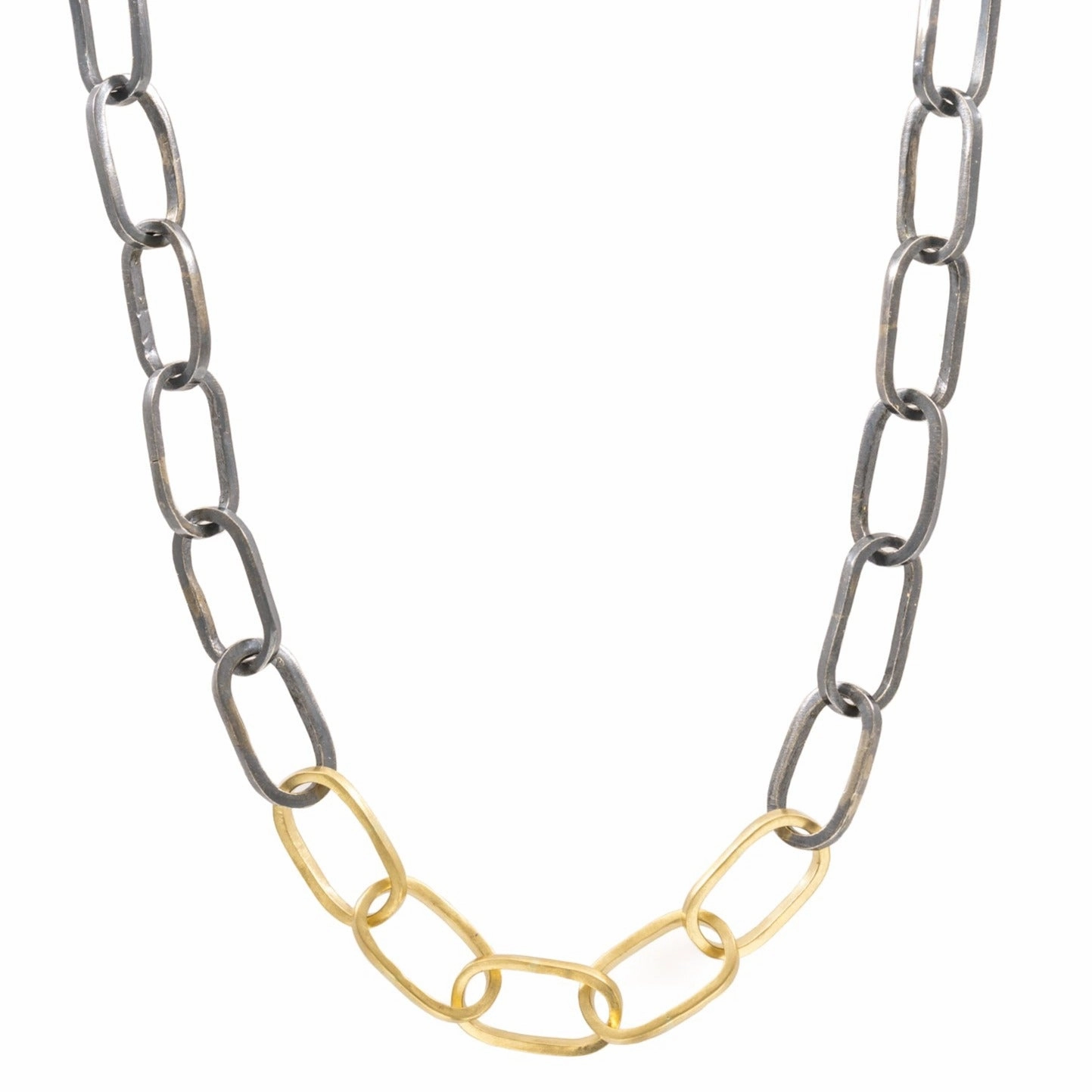 Heavyweight Black   Gold Chain Necklace - 22k/18k gold, Oxidized Silver Artisan Craft High-End Accessory