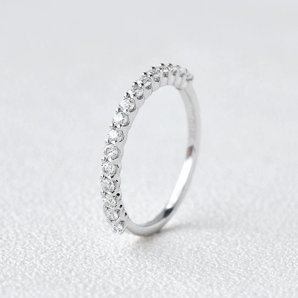 Moissanite White Gold Ring Gleaming Form Sparkling Jewelry Design