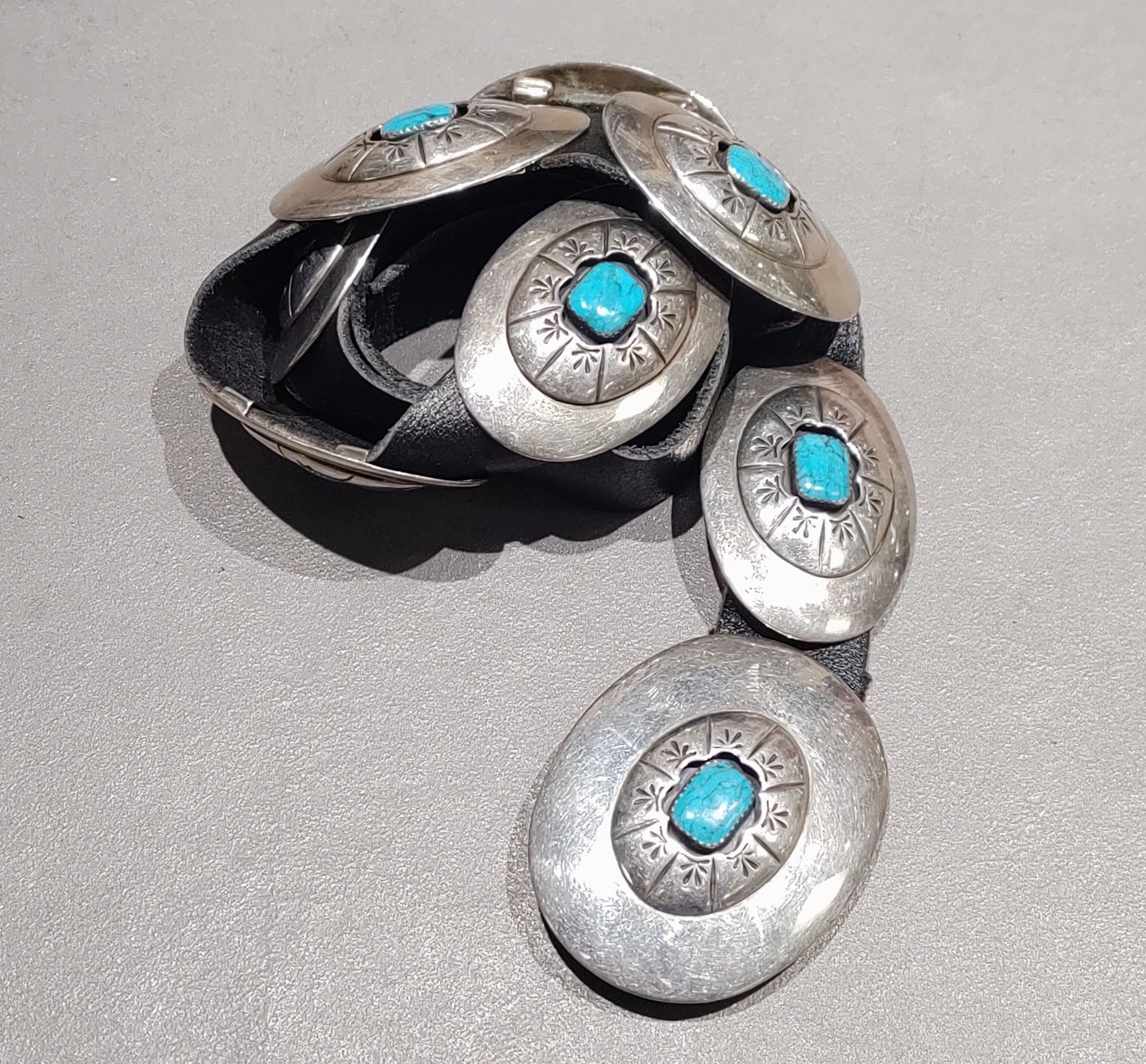 Minimal Edge Sterling Silver Turquoise  Concho Belt - Handmade Native American