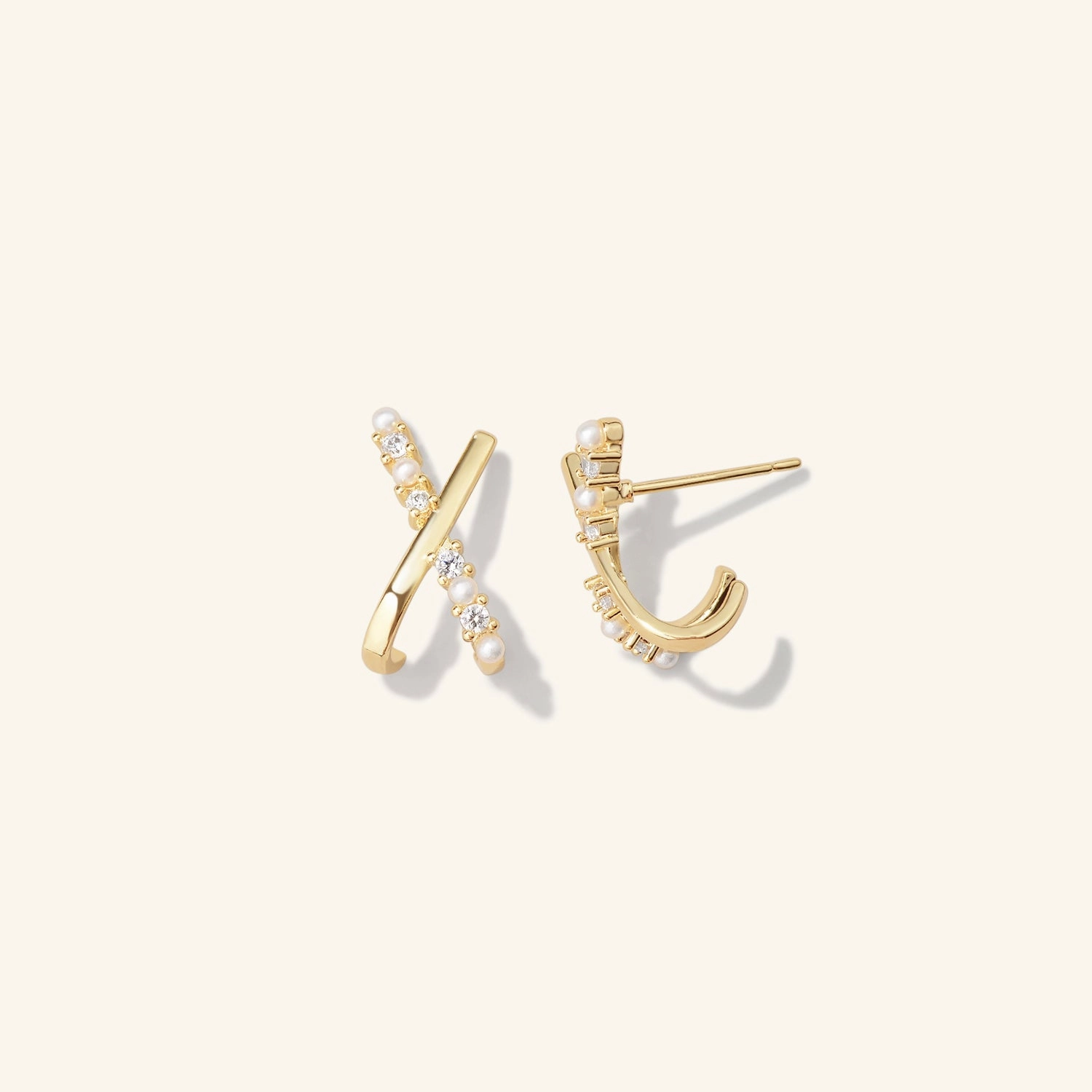 Contemporary Glow Statement Edge The Pearl-fect Pave Freshwater Pearl X Earrings