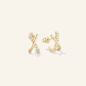 Comfort Design Modern Piece The Pearl-fect Pave Freshwater Pearl X Earrings