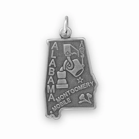 Signature Flair Alabama State Charm Antiqued Sterling Silver