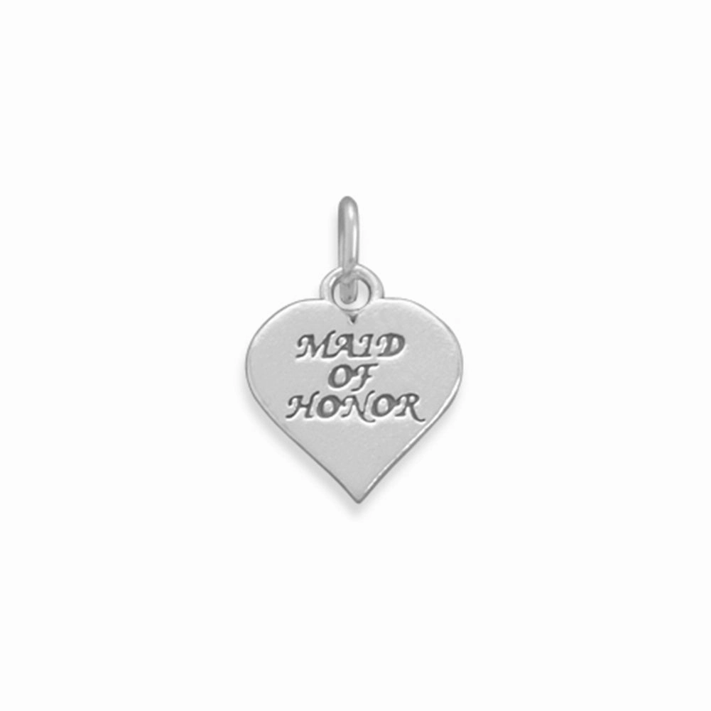 Seasonal Look Luxury Gift Maid of Honor Charm Sterling Silver Bridesmaid Gift, Made in the USA