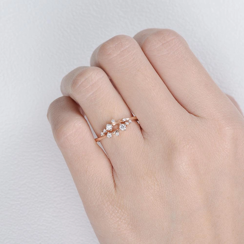 Moissanite Stacking Band Rose Gold Ring Alluring Accent