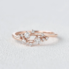 Refined Texture Moissanite Stacking Band Rose Gold Ring
