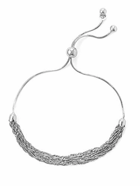 Sculpted Detail Minimal Appeal Bolo Friendship Adjustable Bracelet Six Strand Chain Made in Italy