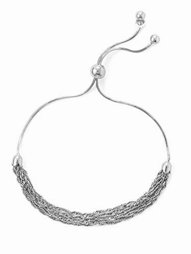 Sculpted Detail Minimal Appeal Bolo Friendship Adjustable Bracelet Six Strand Chain Made in Italy