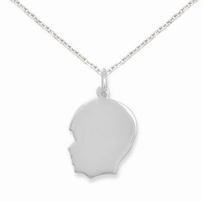 Boy Silhouette Necklace Sterling Silver, Chain Included Seasonal Accent