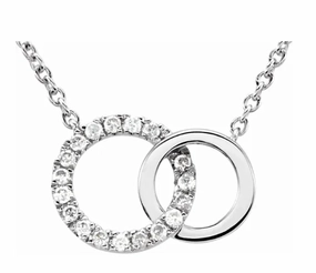 Work Outfit Business Meeting Jewelry Bremer Jewelry 14K White Gold Diamond Interlocking Circle Necklace (0.06ctw)