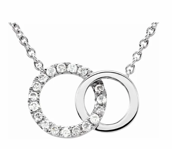 Work Outfit Business Meeting Jewelry Bremer Jewelry 14K White Gold Diamond Interlocking Circle Necklace (0.06ctw)