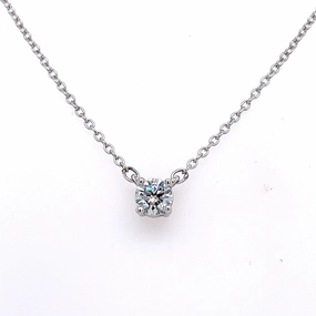 Bremer Jewelry 14K White Gold Round Shape Lab Grown Diamond Solitaire Pendant with a 14K White Gold Cable Link Necklace (.70ctw) Outdoor Style Refined Accent