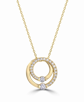Bremer Jewelry 14K Yellow Gold Diamond Circle Necklace (0.33ctw) Street Fashion Father??s Accent