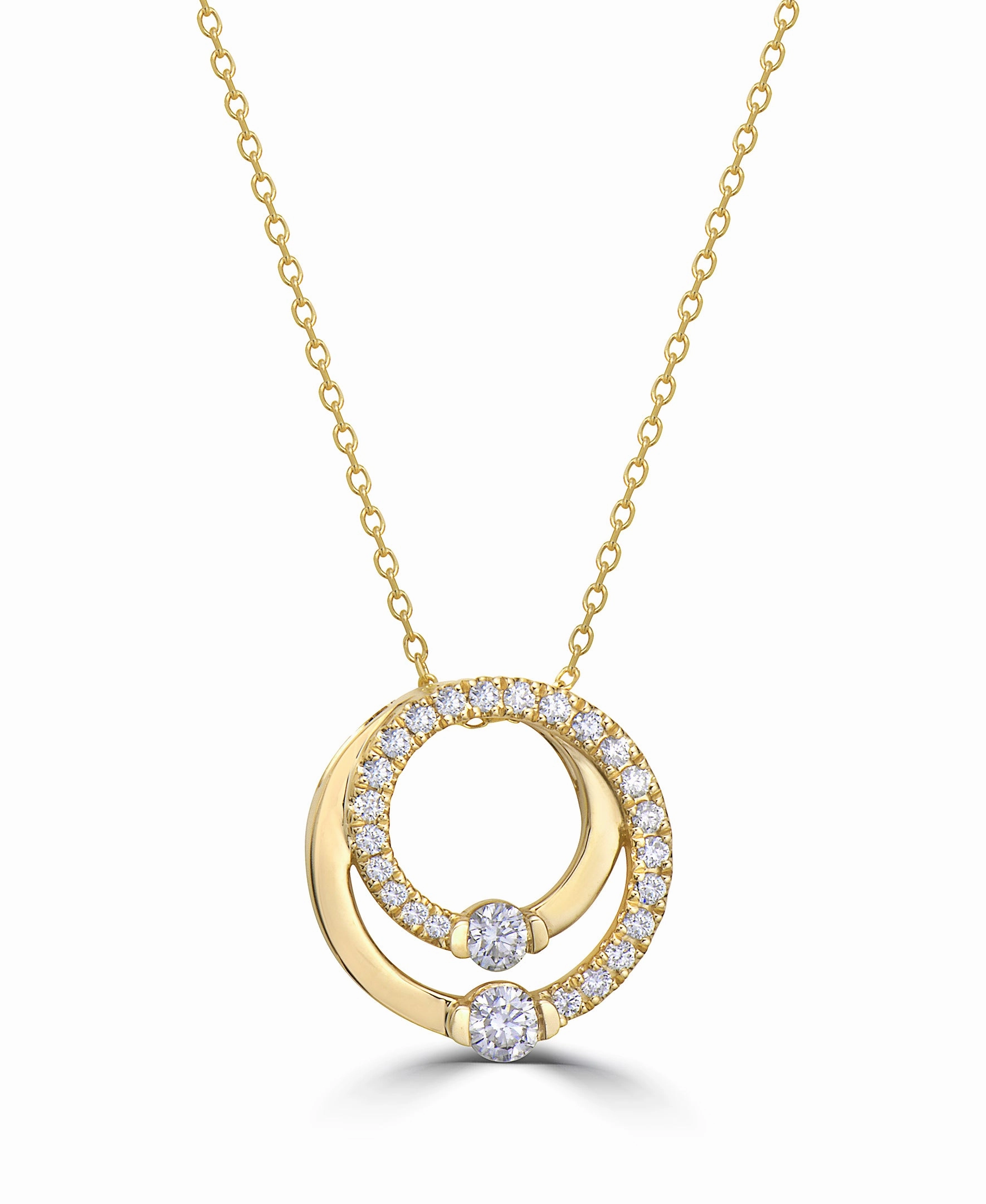 Bremer Jewelry 14K Yellow Gold Diamond Circle Necklace (0.33ctw) Street Fashion Father??s Accent