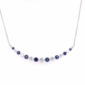 Bremer Jewelry 18K White Gold  Round Diamonds and Sapphires Necklace (2.22ctw) Exclusive Ornament