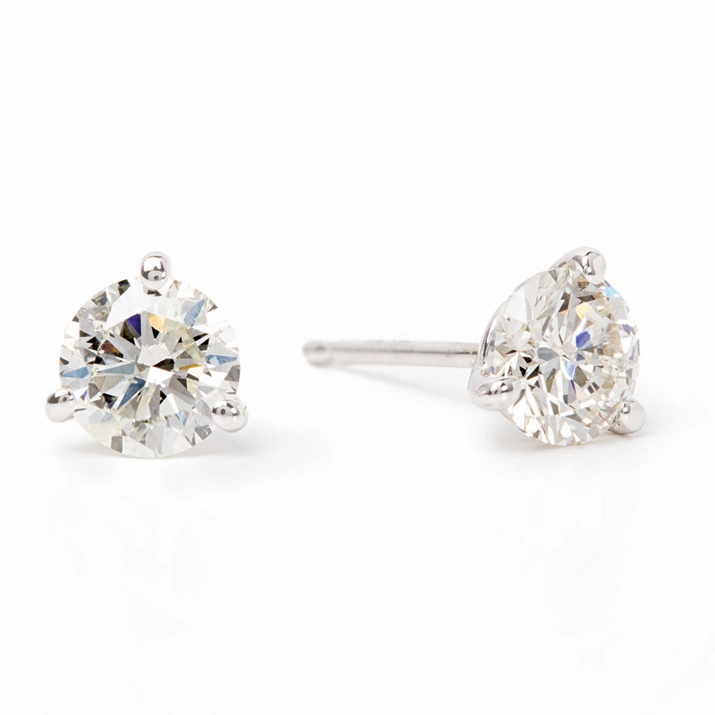 Simple Must-Have Bremer Jewelry 1ctw Round Solitaire/Stud Diamond Earrings in 14K White Gold (1.04ctw)