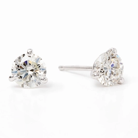 Simple Must-Have Bremer Jewelry 1ctw Round Solitaire/Stud Diamond Earrings in 14K White Gold (1.04ctw)