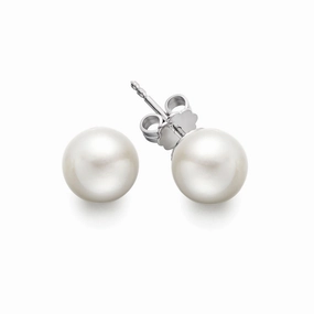 Simple Feature Bremer Jewelry 5.5-6.0mm Akoya Cultured Pearl Stud Earrings in 14K White Gold