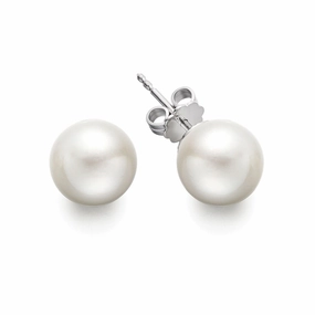 Attractive Accessory Holiday Item Bremer Jewelry 7.0-7.5mm Akoya Cultured Pearl Stud Earrings in 14K White Gold