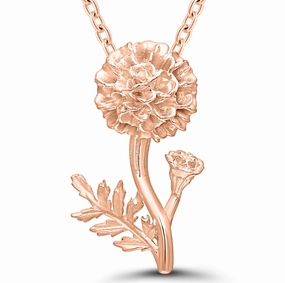 Bremer Jewelry 925 Rose Sterling Silver/Gold Plated January Birth Flower "Carnation" Necklace Artisan Item