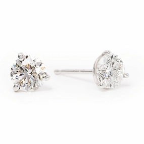 Bremer Jewelry 9/10ctw Round Solitaire/Stud Diamond Earrings in 14K White Gold (0.90ctw) Premium Option Premium Selection