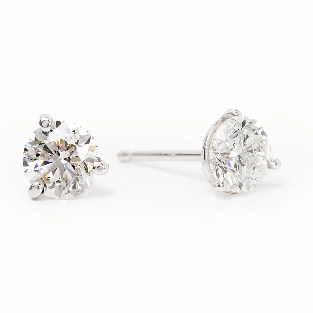 Bremer Jewelry 9/10ctw Round Solitaire/Stud Diamond Earrings in 14K White Gold (0.90ctw) Premium Option Premium Selection