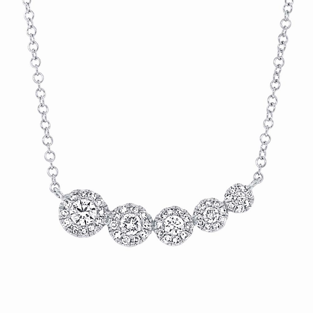 Bremer Jewelry Center of My World 14K White Gold Round Shape Diamond Multi Cluster Pendant with a 14K White Gold Cable Link Necklace (0.32ctw) Lightweight Piece Superior Style