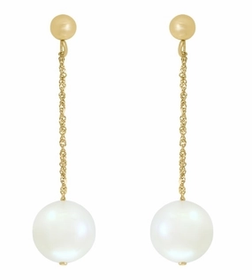 Bremer Jewelry Drop Freshwater Cultured Pearl Earrings in 14K Yellow Gold Winter Jewelry Fashionable appearance