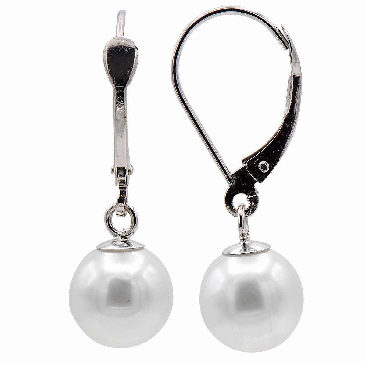 Stylish Choice Bremer Jewelry Leverback Freshwater Cultured Pearl Earrings in 14K White Gold