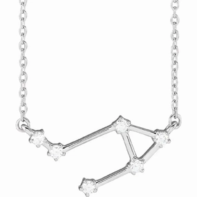 Urban Adventure Beautiful Ornament Bremer Jewelry My Brightest Star 14K White Gold 1/4ctw Diamond Libra Zodiac Pendant with a 14K White Gold Cable Link Necklace (0.18ctw)