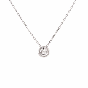 Bremer Jewelry Power of One 18K White Gold Round Shape Diamond Bezel Pendant with a 18K White Gold Cable Link Necklace (0.10ctw) All Event Father??s Day