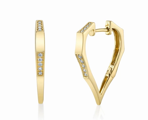 Bremer Jewelry Round Large Hoop Diamond Earrings in 14K Yellow Gold (.17ctw) Rectangular Trinket