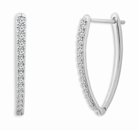 Round Accent Bremer Jewelry Round Medium Hoop Diamond Earrings in 10K White Gold (0.25ctw)