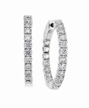 Bremer Jewelry Round Medium Hoop Diamond Earrings in 14K White Gold (2.00ctw) comfortable accessory
