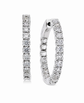 Bremer Jewelry Round Medium Hoop Diamond Earrings in 14K White Gold (3.00ctw) Trendy Feature